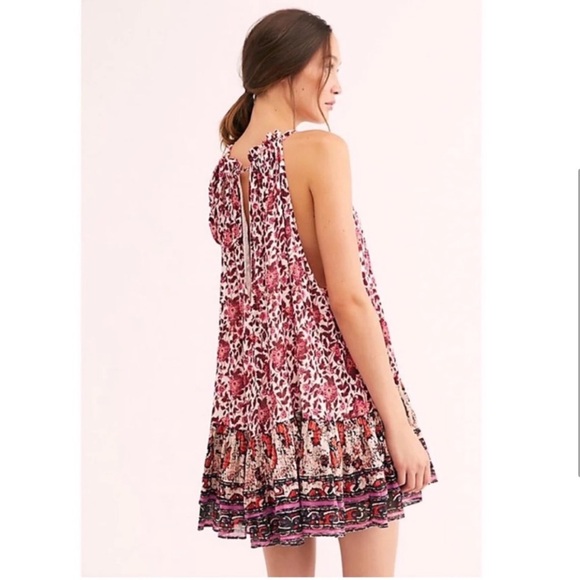 Free People Women’s Lyla Mini Dress Boho Halter Style Ruffle Tiered Size Large - Picture 3 of 12